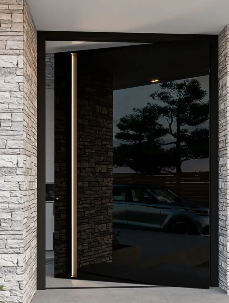 porte d entree pivot sur mesure grand format noire