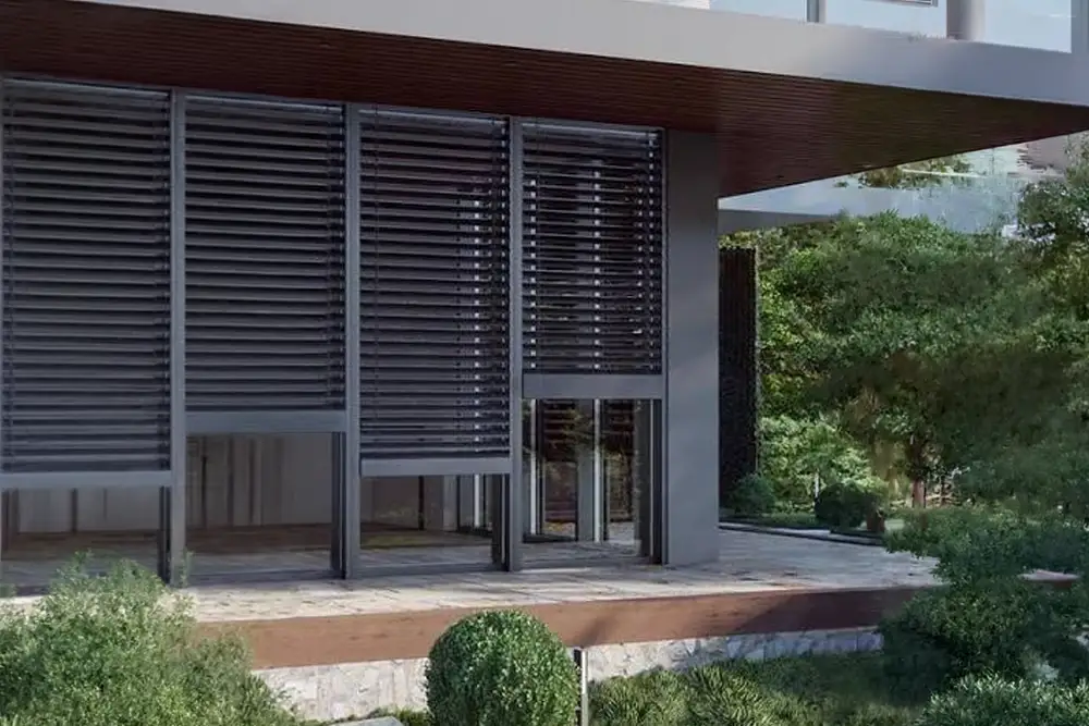 brise soleil orientables aluminium pour grandes baies vitrees chassidor namur