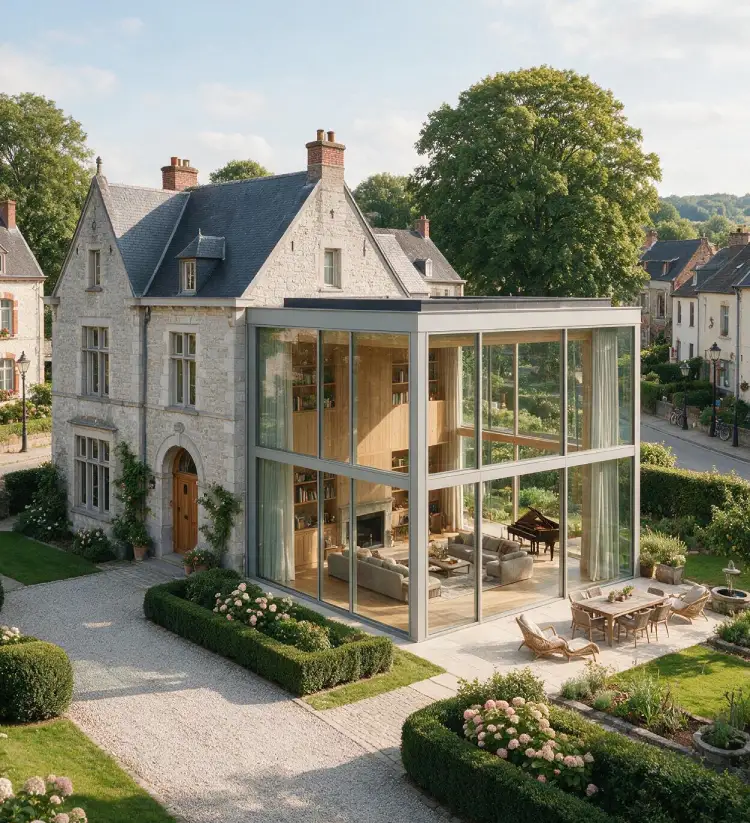 extension vitree sur deux niveaux avec chassis aluminium chassidor