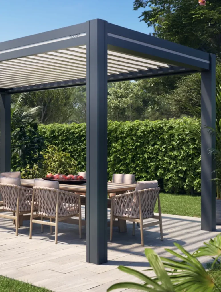 pergola bioclimatique autoportante anthracite avec lames orientables
