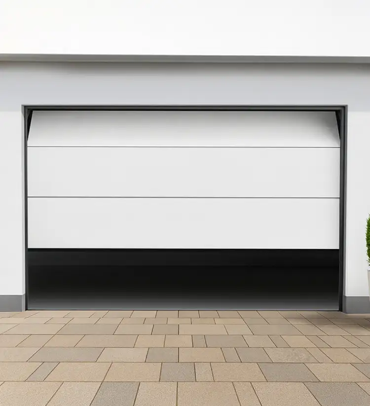 porte de garage sectionnelle blanche en ouverture
