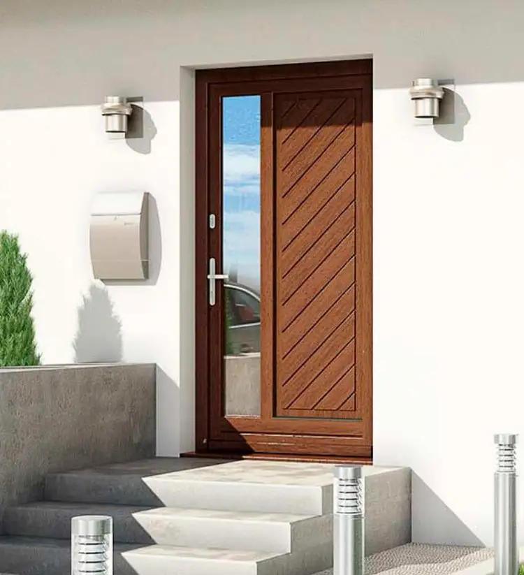 porte entree en bois avec vitrage vertical