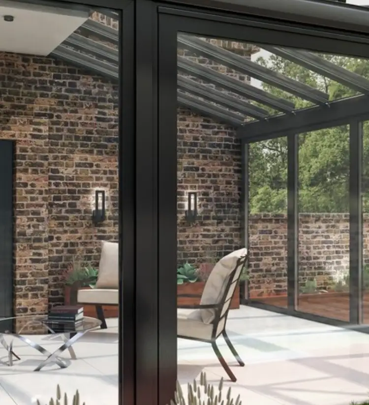 veranda aluminium vitree avec toiture en verre