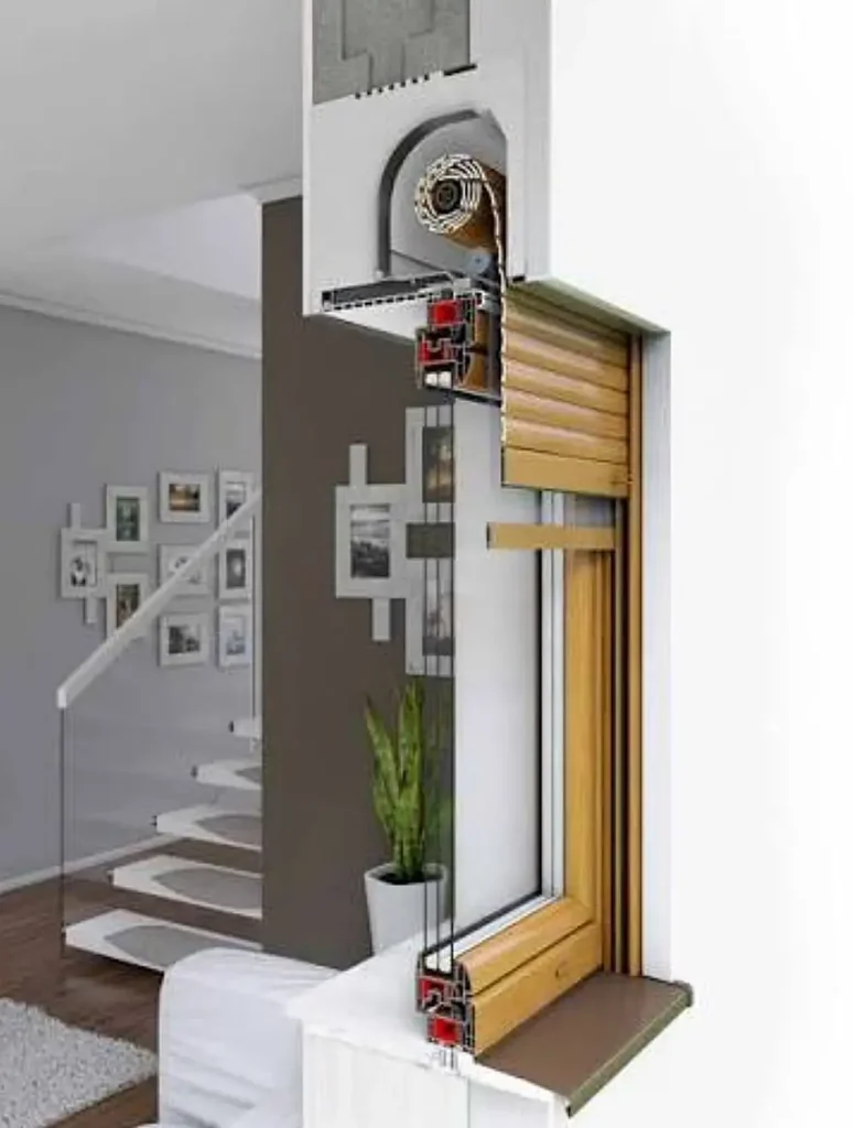 volet roulant integre dans chassis pvc imitation bois chassidor namur